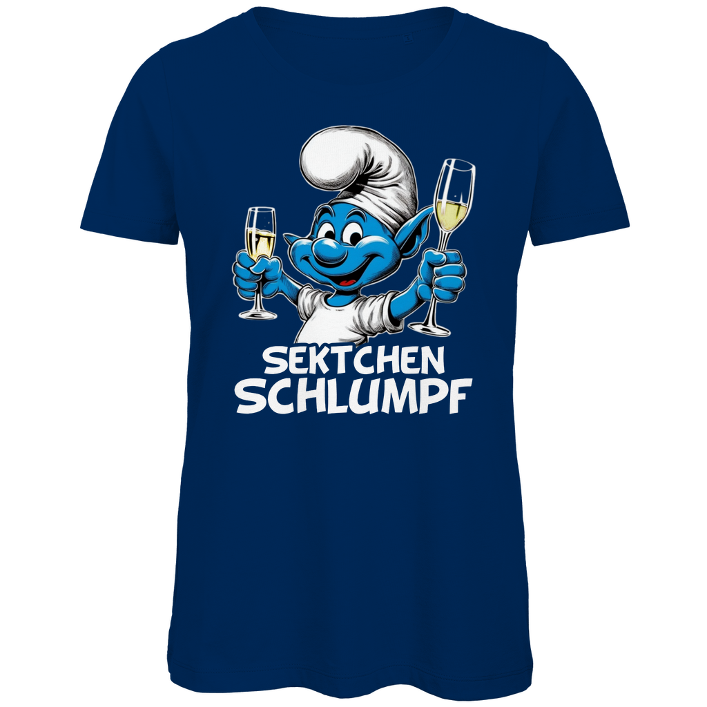 Sektchen Schlumpf Grafik - Damen Premium Bio T-Shirt Navy