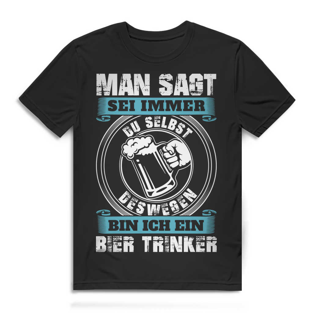 Deswegen bin ich Biertrinker – Lustiges Herren Shirt mit Bier Spruch Black