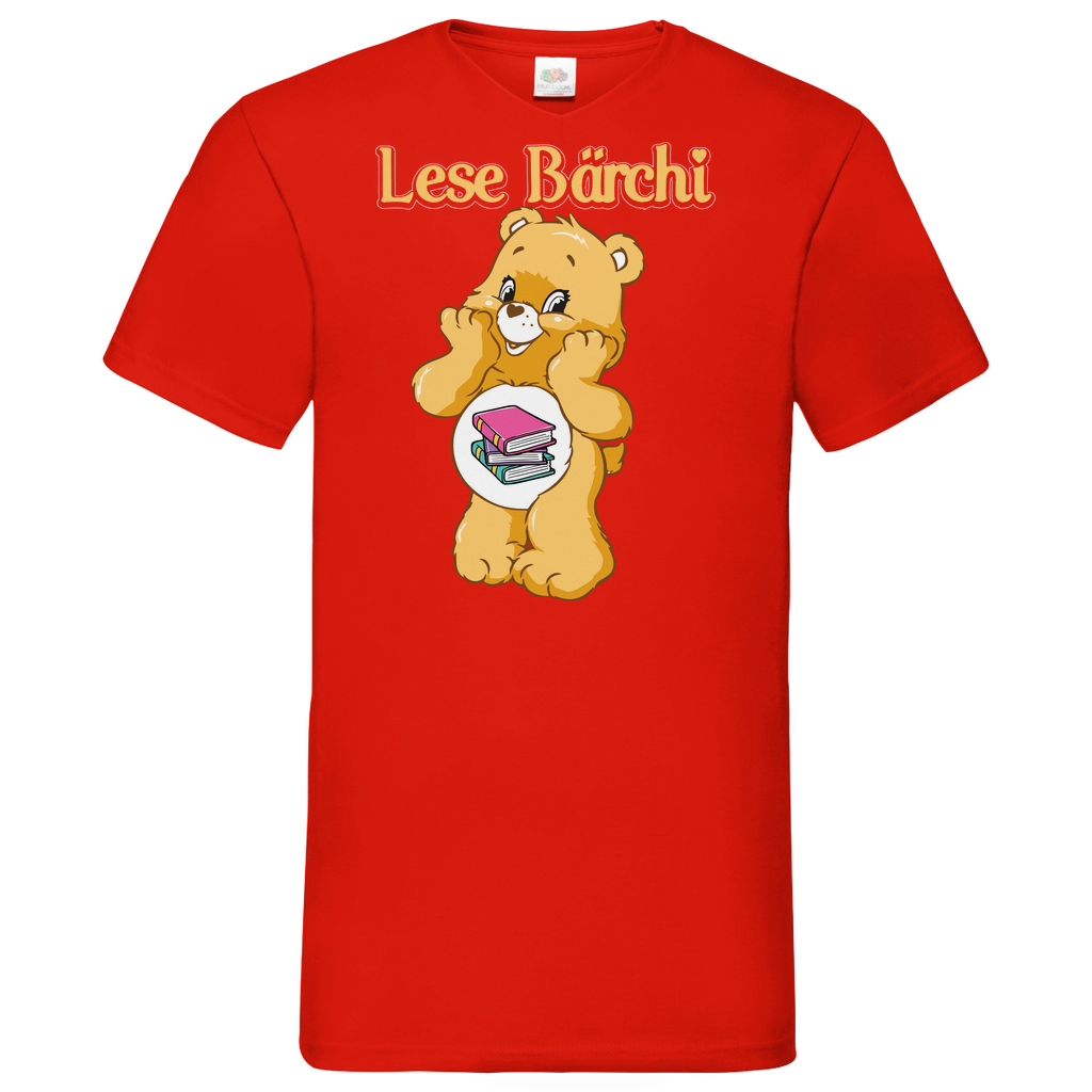 Lese Bärchi - Glücksbärchi - Herren V-Neck Shirt Red