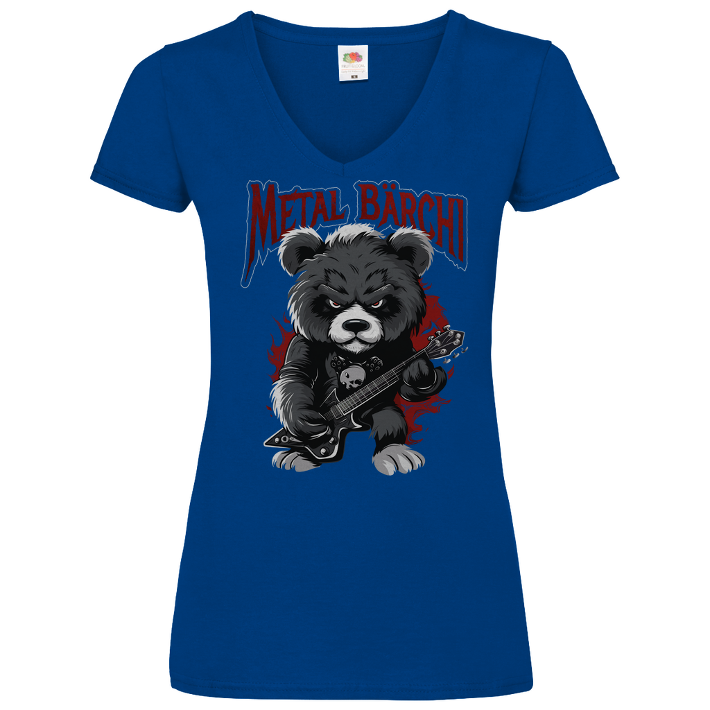 Metal Bärchi - Glücksbärchi - V-Neck Damenshirt Royal Blue XL