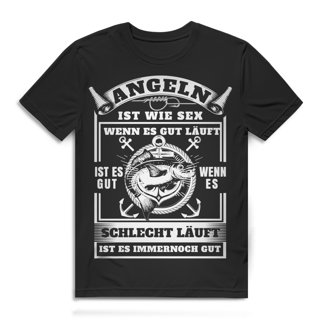 Herren T-Shirt Angeln ist wie Sex Bio Baumwolle Angler Funshirt Black
