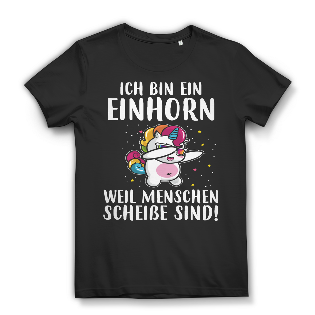 Ich hasse Menschen Shirt – Einhorn mit Spruch – Lustiges Damen Funshirt Black