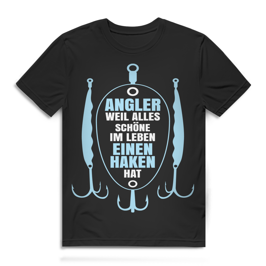 Lustiges Angler T-Shirt – Alles hat einen Haken – Geschenk für Fischer Black