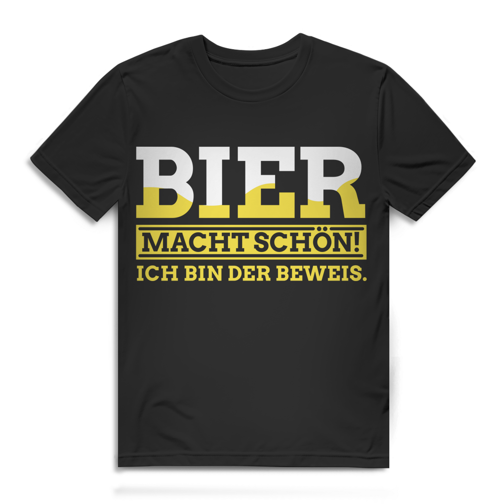 Bier macht schön! Ich bin der Beweis – Lustiges Herren T-Shirt für Bierfans Black
