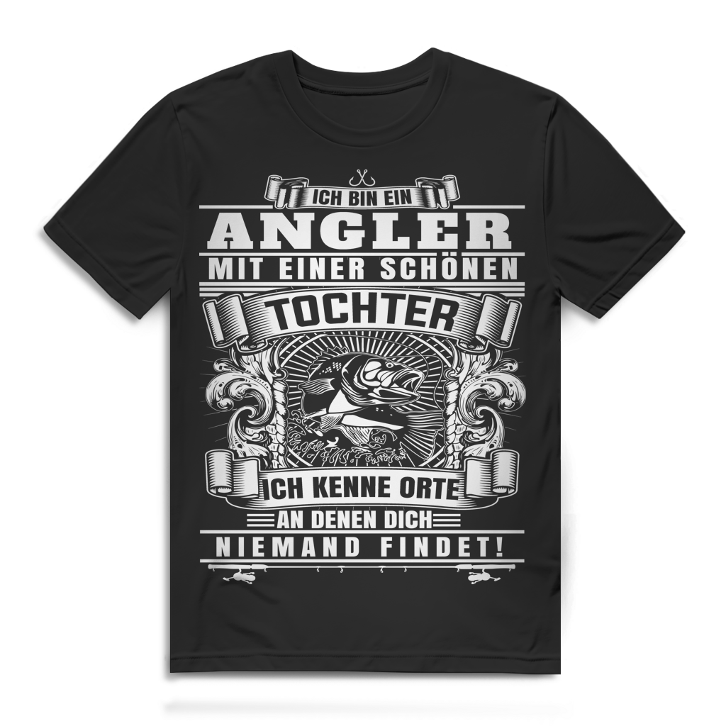 Angler mit schöner Tochter Shirt – Ich kenne Orte an denen dich keiner findet Black