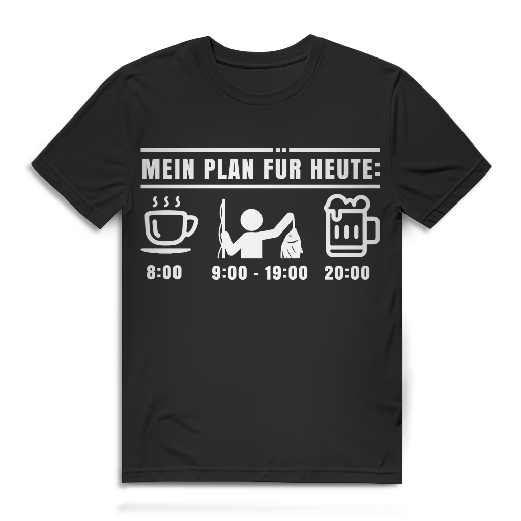 Kaffee Angeln Bier Shirt - Plan für heute - Geschenk für Angler T-Shirt Black