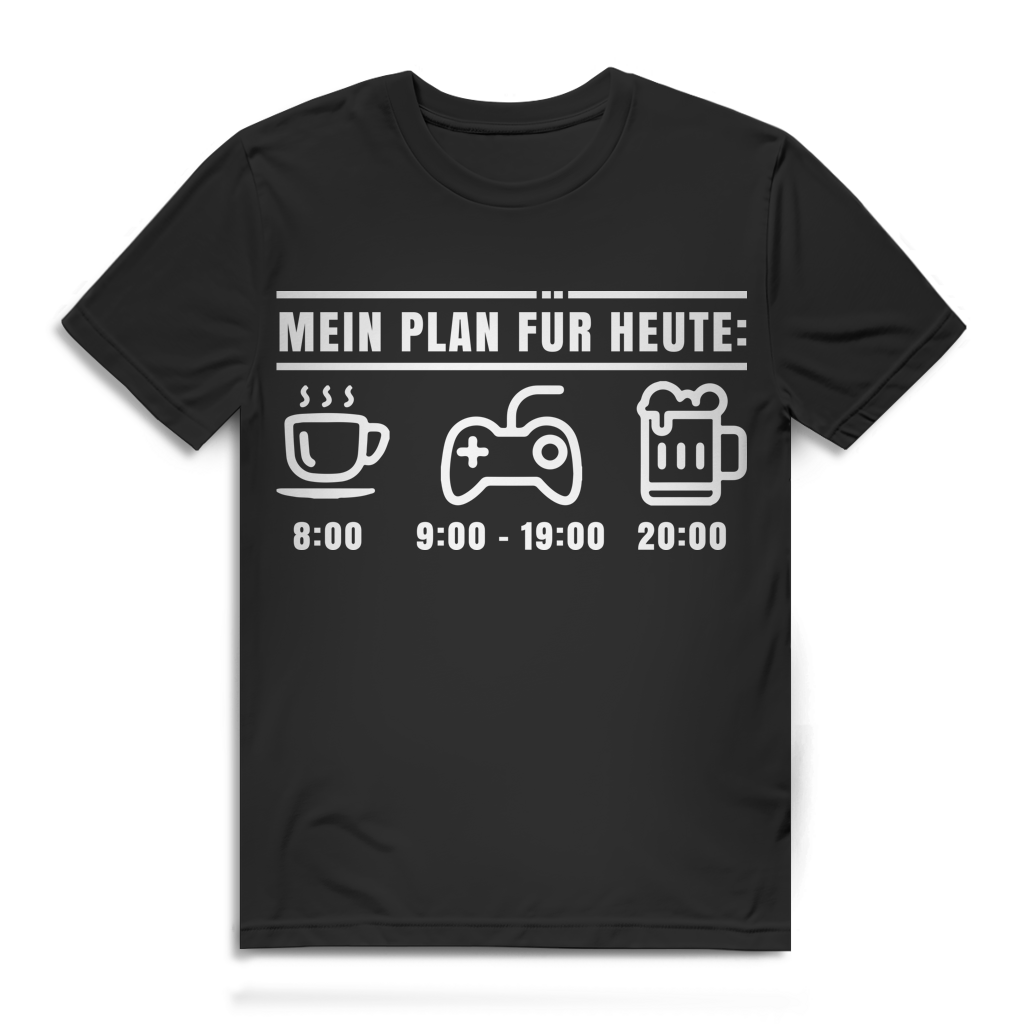 Kaffee Zocken Bier T-Shirt – Gaming Bio Shirt Herren – Geschenk für Gamer Black