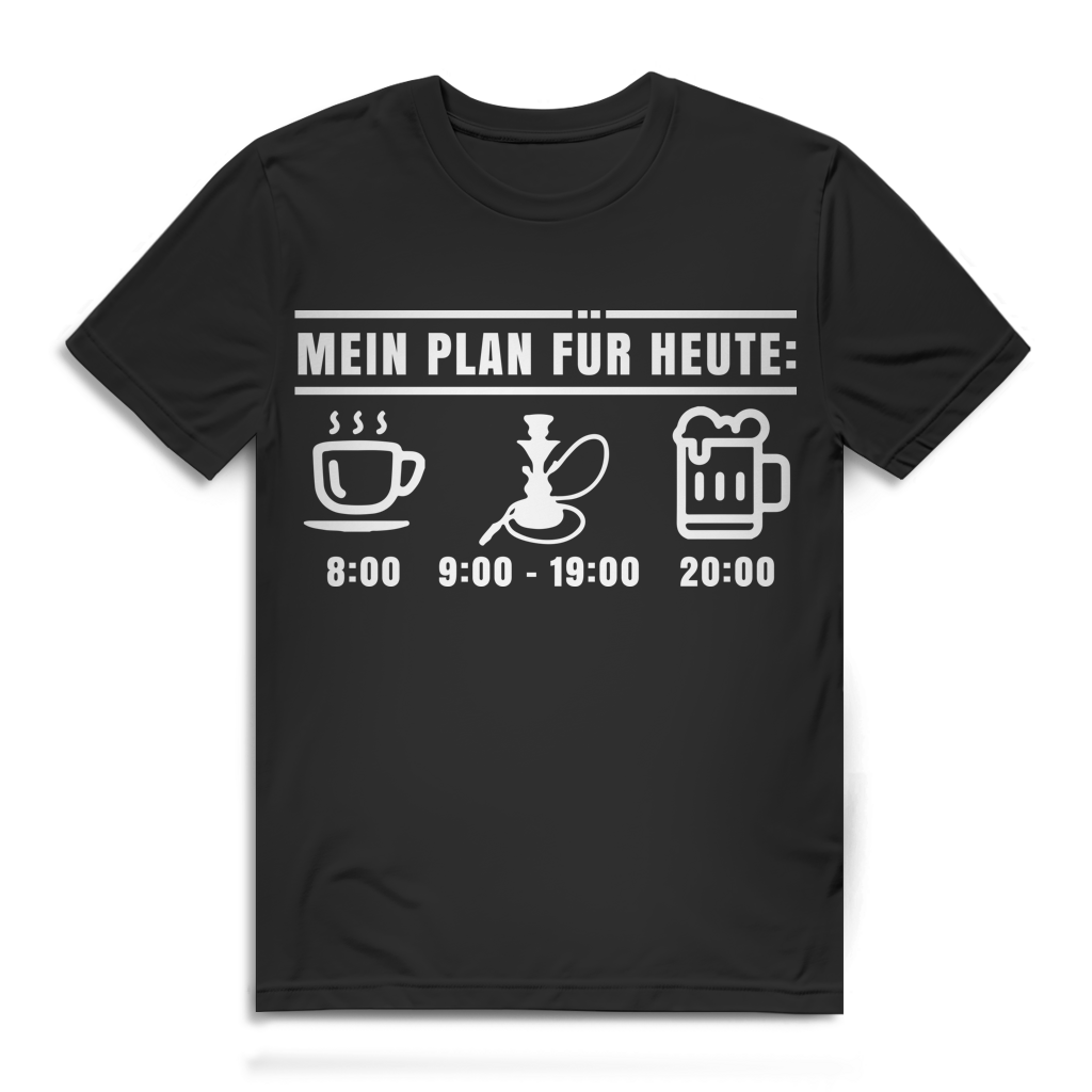 Shisha T-Shirt Herren – Mein Plan Kaffee Shisha Bier – Lustiges Shirt Black
