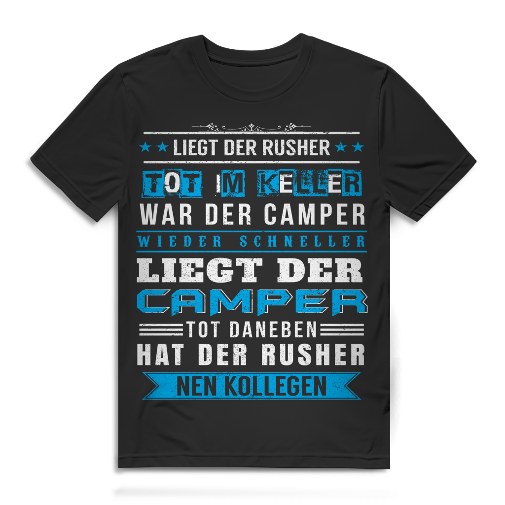 Rusher vs. Camper – Lustiges Gamer T-Shirt für Shooter-Fans – Bio Baumwolle Black