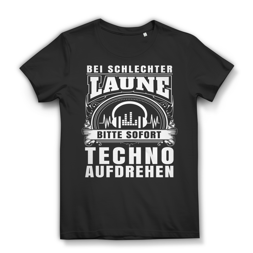 Techno Shirt Damen – Lustiges Rave T-Shirt – Bei schlechter Laune Techno Black
