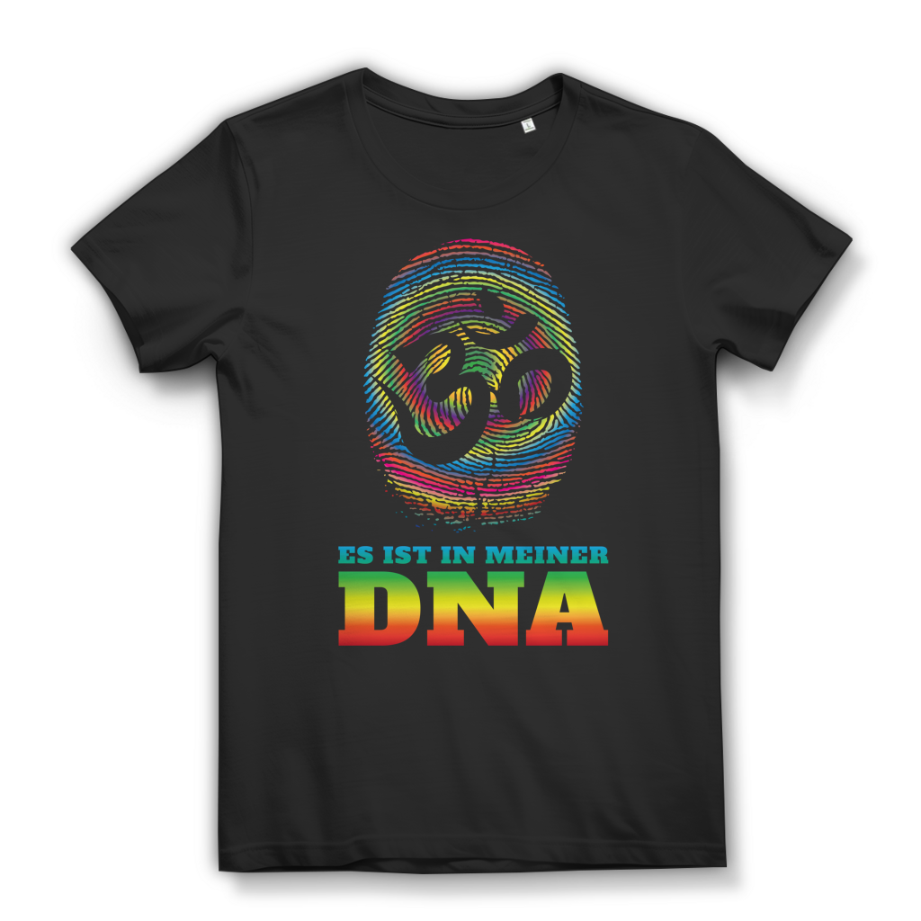 Goa Damen Shirt – Es ist in meiner DNA – Om T-Shirt bunt & spirituell Black