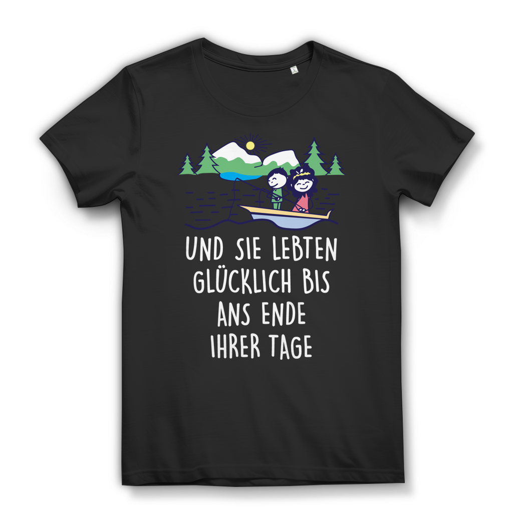 Damen Anglerin T-Shirt Und sie lebten glücklich bis ans Ende ihrer Tag Black