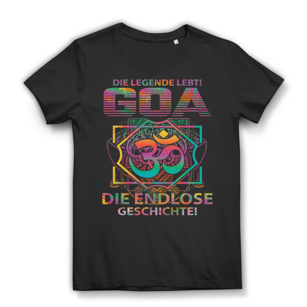 Goa Shirt Damen – Die Legende lebt! Spirituelles Om Festival T-Shirt Black