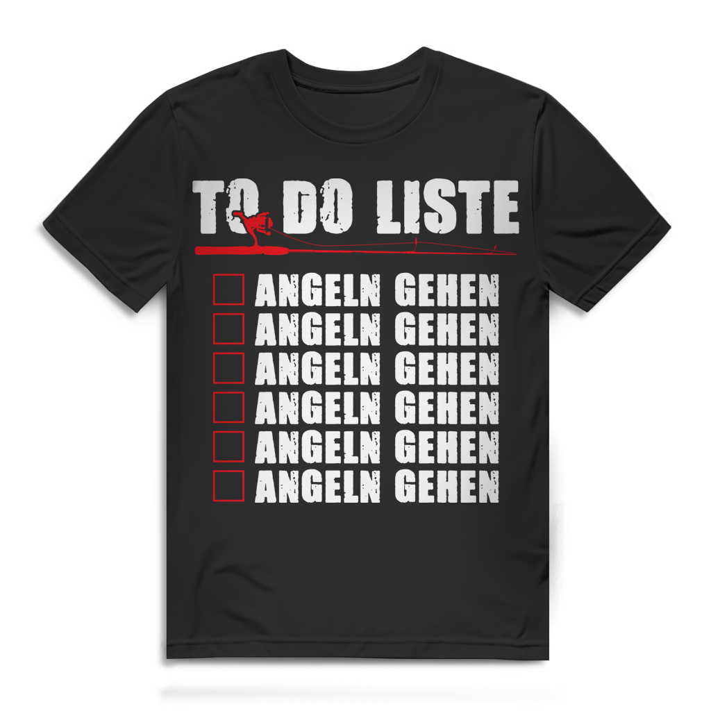 Herren T-Shirt To Do Liste Angeln gehen Angler Funshirt Bio Baumwolle Black