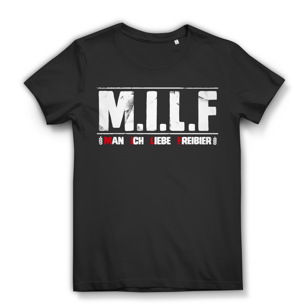 M.I.L.F Shirt Damen – Man ich liebe Freibier T-Shirt mit frechem Bier Spruch Black