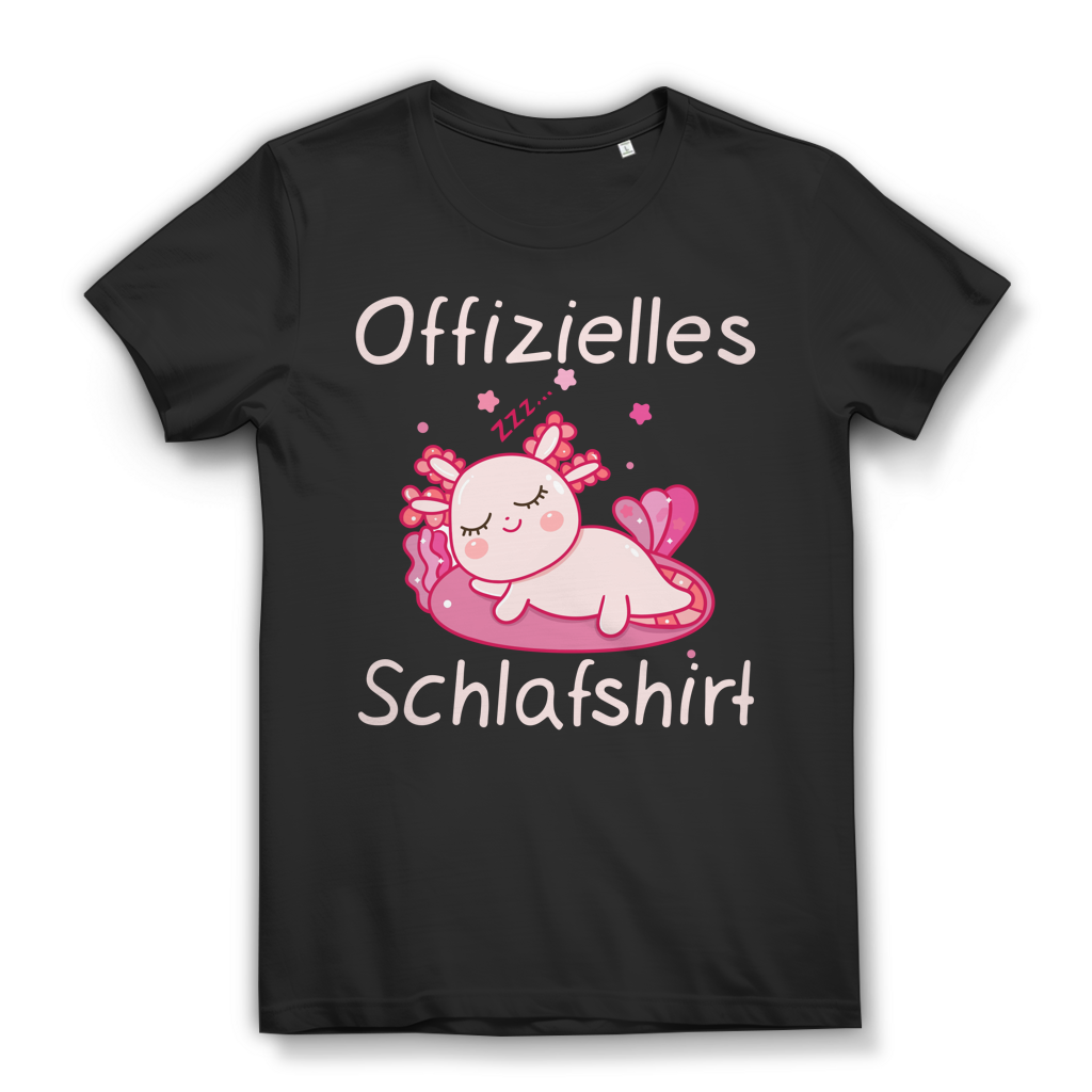 Offizielles Schlafshirt Axolotl Damen T Shirt Schlafanzug Geschenk Frauen süß Black