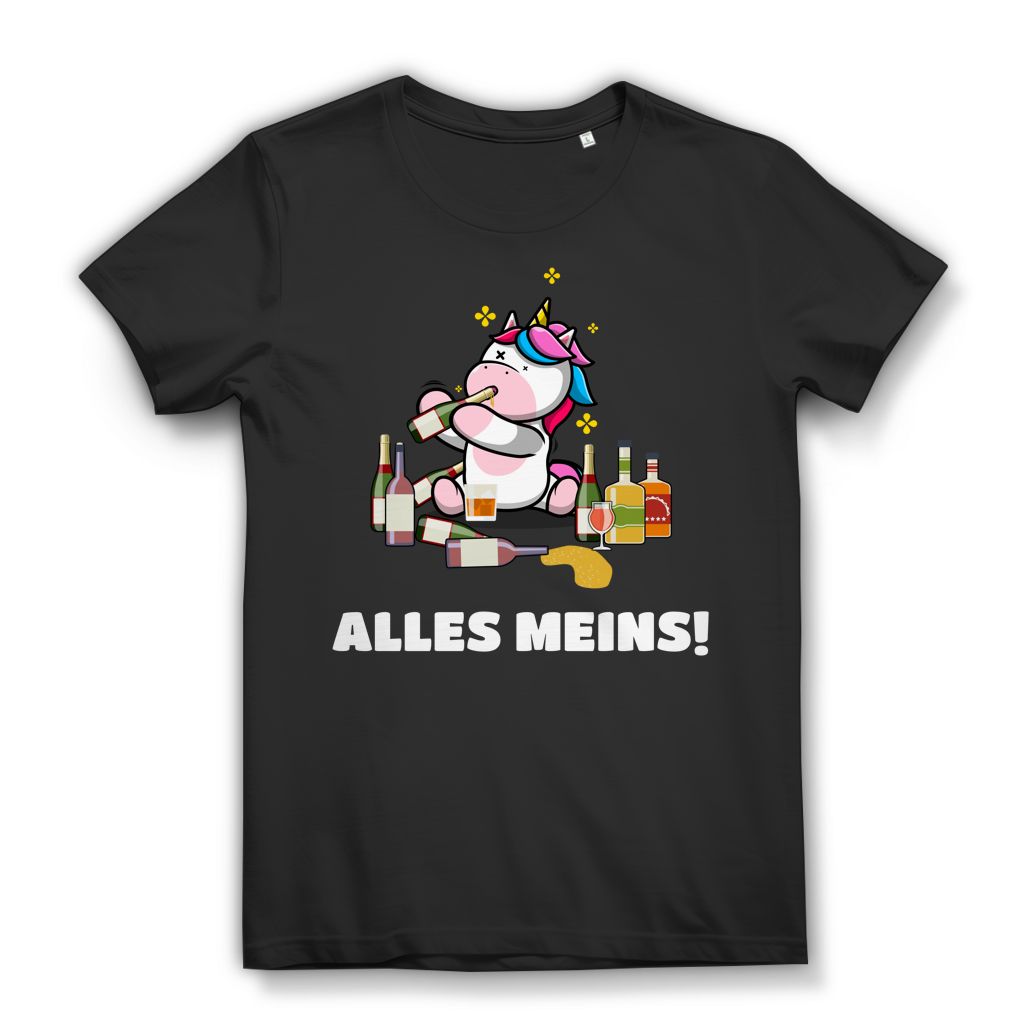 Alles meins Einhorn Shirt Damen lustiges Alkohol Geschenk Partymotiv Mädels Black