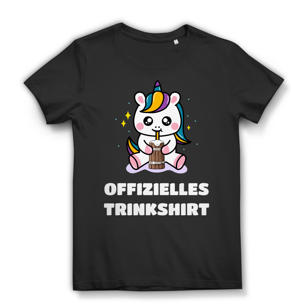 Offizielles Trinkshirt Damen T Shirt Einhorn Fun Spruch Party Shirt Mädelsabend Black