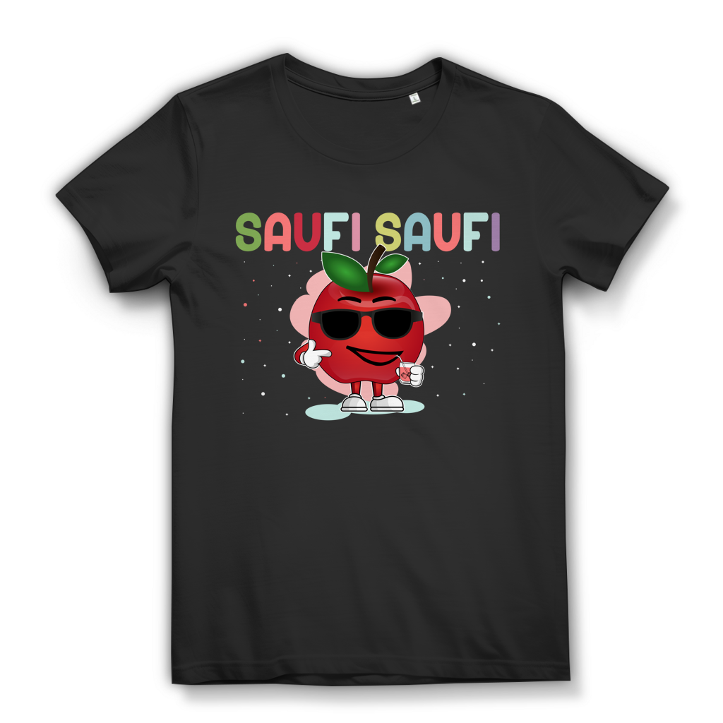 Saufi Saufi Apfel Damen T-Shirt Lustig Party Cocktail Festival Mädelsabend Black