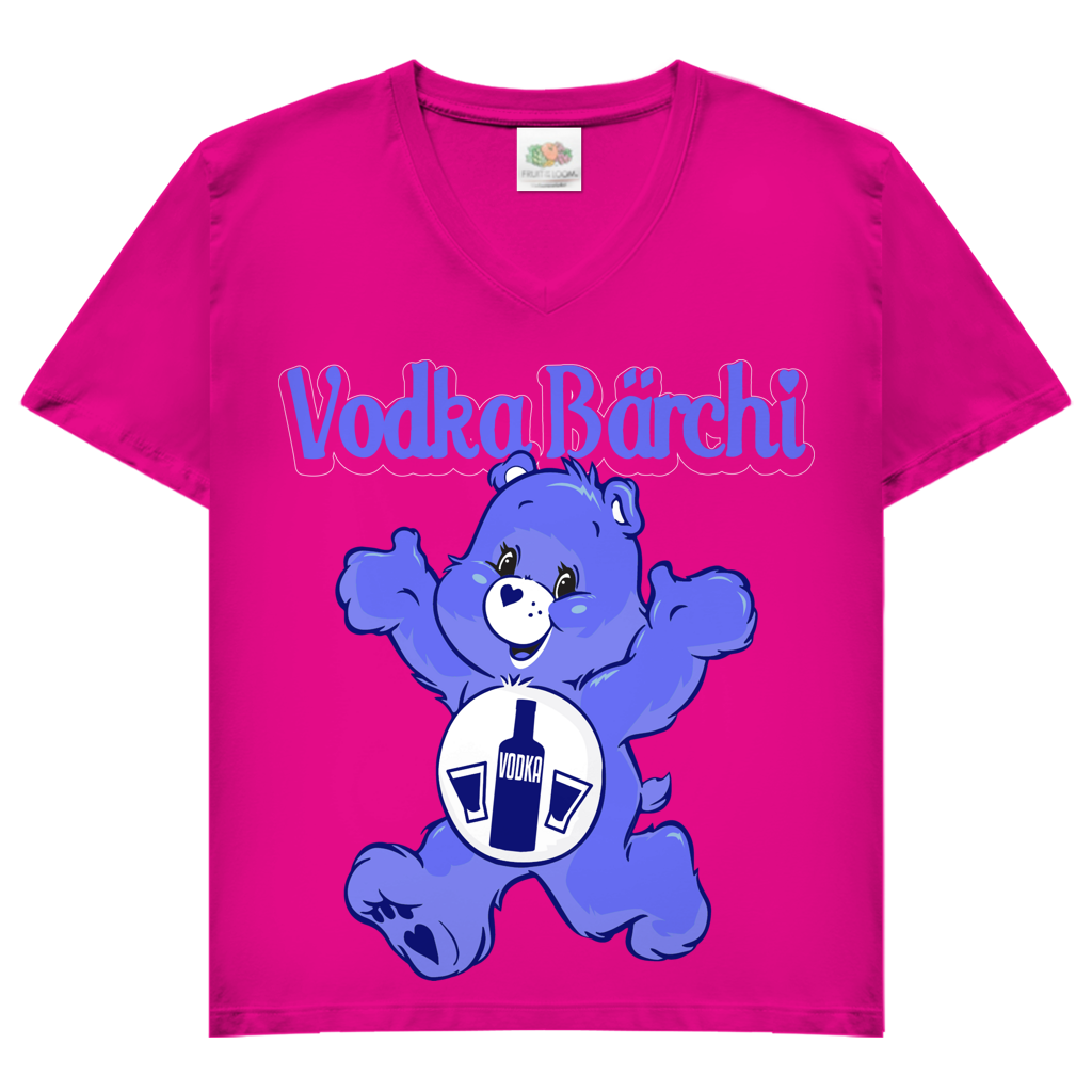 Vodka Bärchi - Glücksbärchi - V-Neck Damenshirt Fuchsia