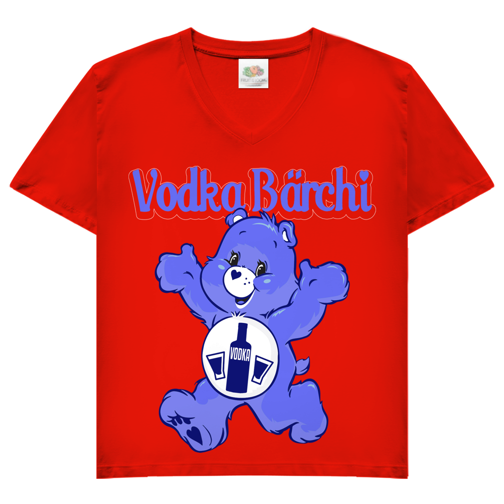 Vodka Bärchi - Glücksbärchi - V-Neck Damenshirt Red