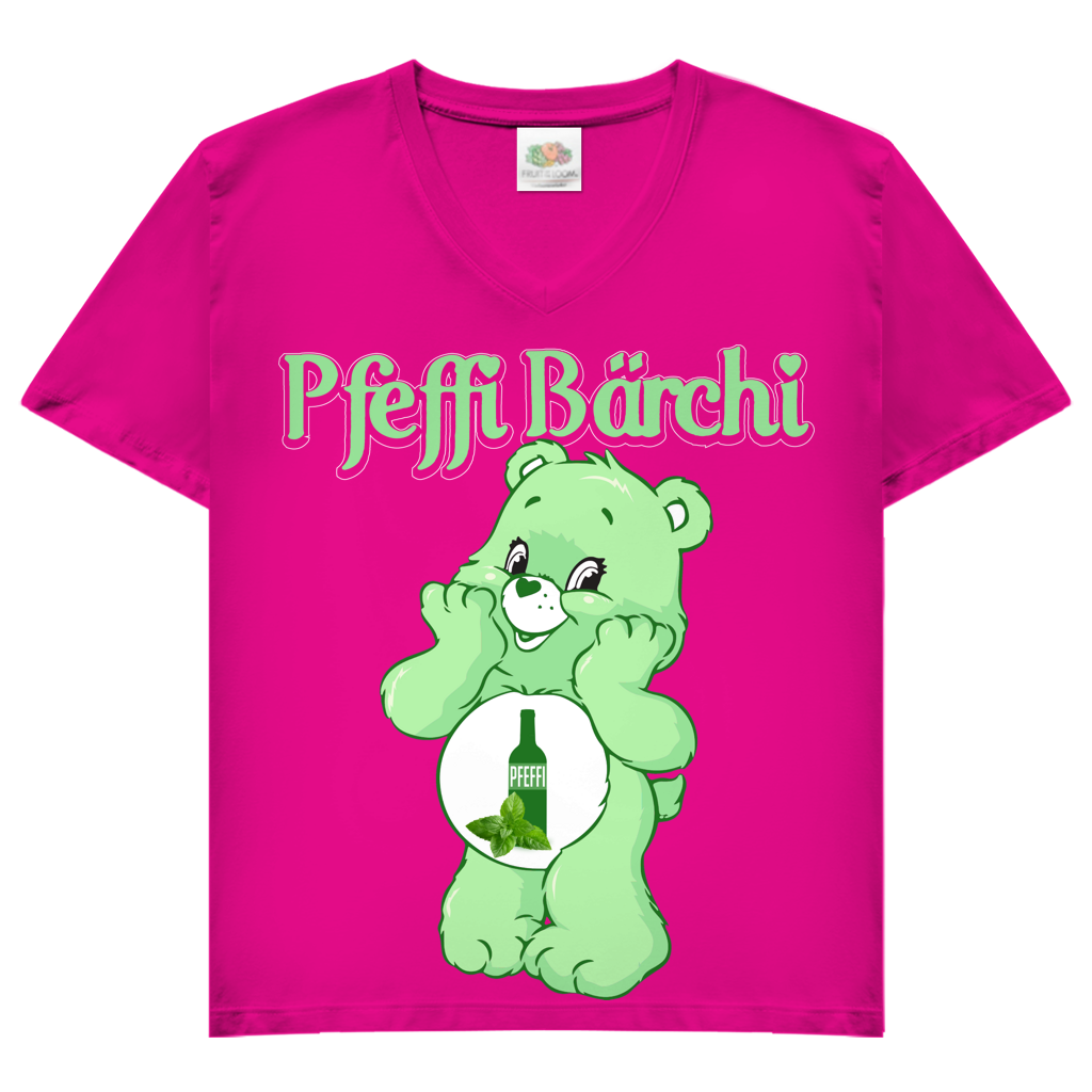 Pfeffi Bärchi - Glücksbärchi - V-Neck Damenshirt Fuchsia