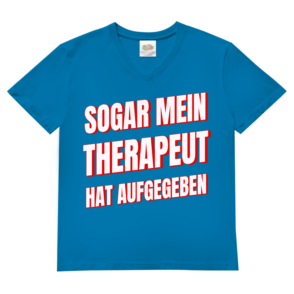 Sogar mein Therapeut hat aufgegeben - Herren V-Neck T-Shirt Azure Blue