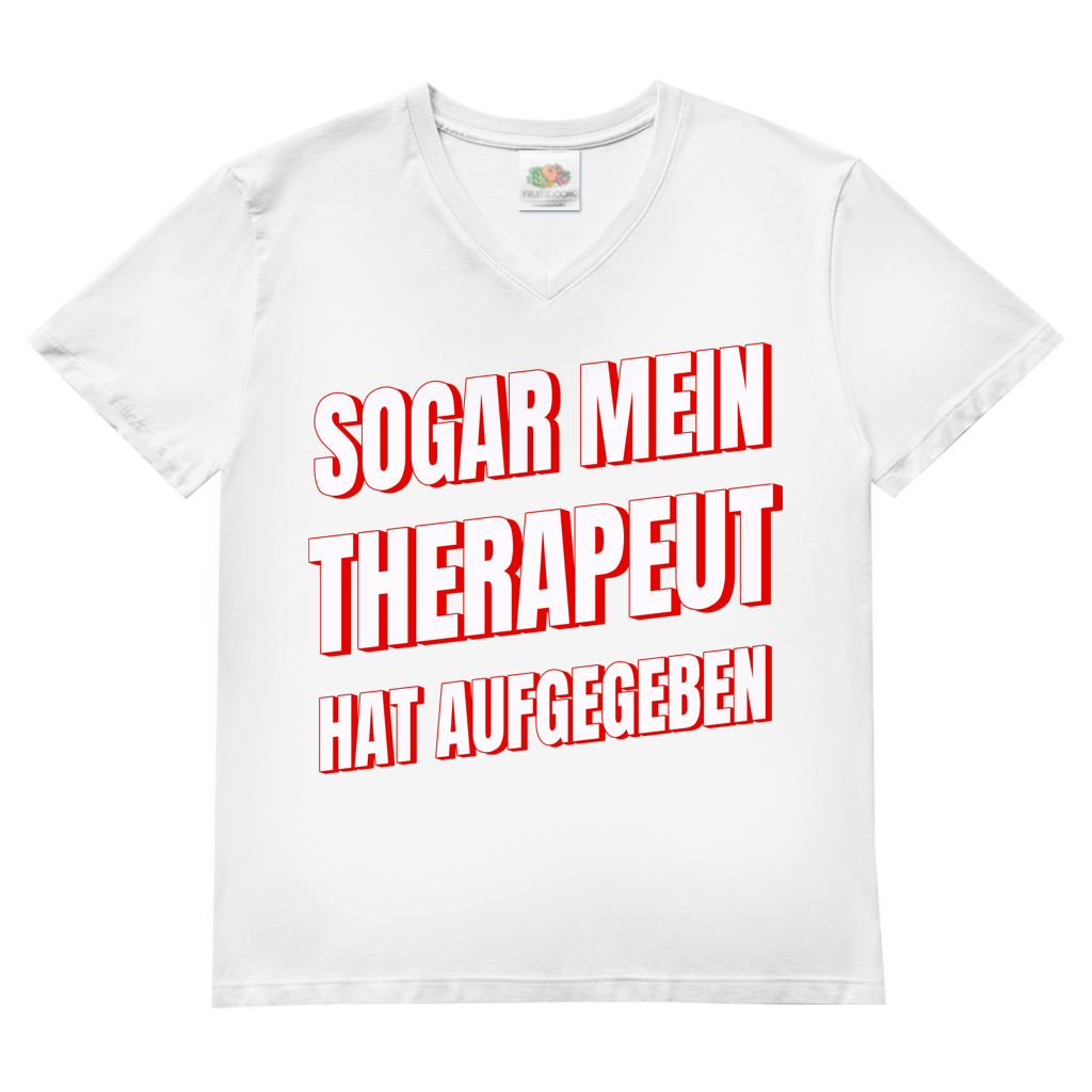 Sogar mein Therapeut hat aufgegeben - Herren V-Neck T-Shirt White