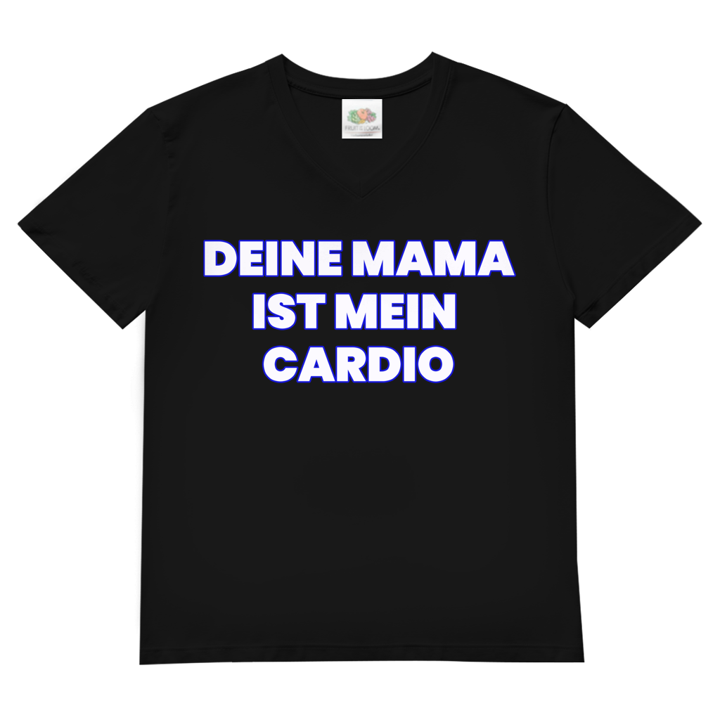 Deine Mama ist mein Cardio – Herren V-Neck T-Shirt Black