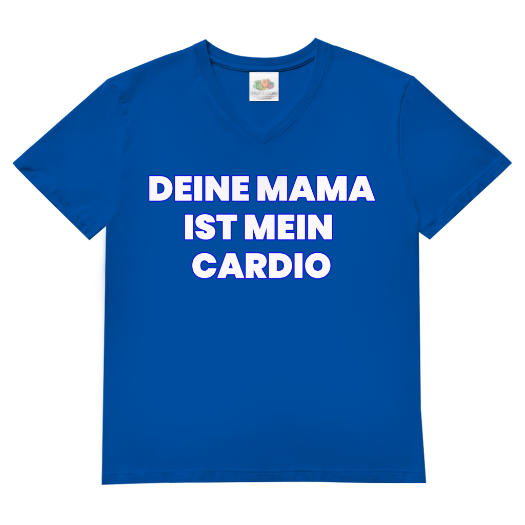 Deine Mama ist mein Cardio – Herren V-Neck T-Shirt Royal Blue
