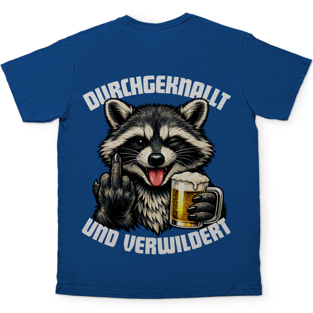 Durchgeknallt und verwildert Bier Mittelfinger Waschbär - Herren T-Shirt Royal Blue