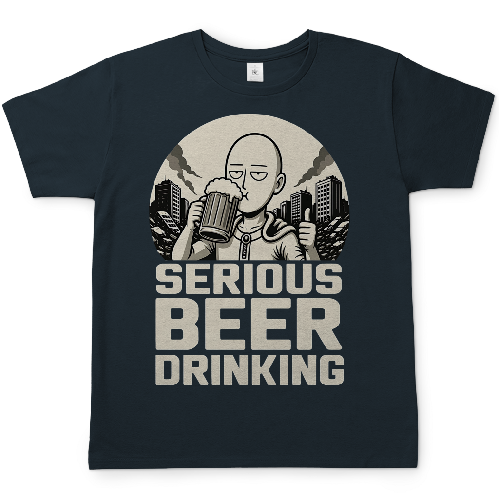 Serious Beer Drinking One Punch Man Saitama Bier - Herren T-Shirt Dark Grey Solid