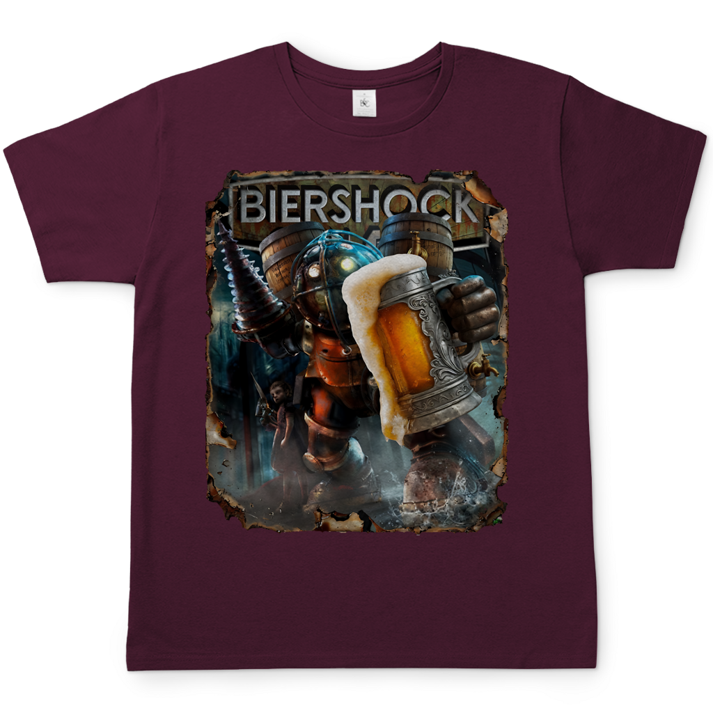 Biershock Bioshock Big Bier Daddy - Herren T-Shirt Burgundy