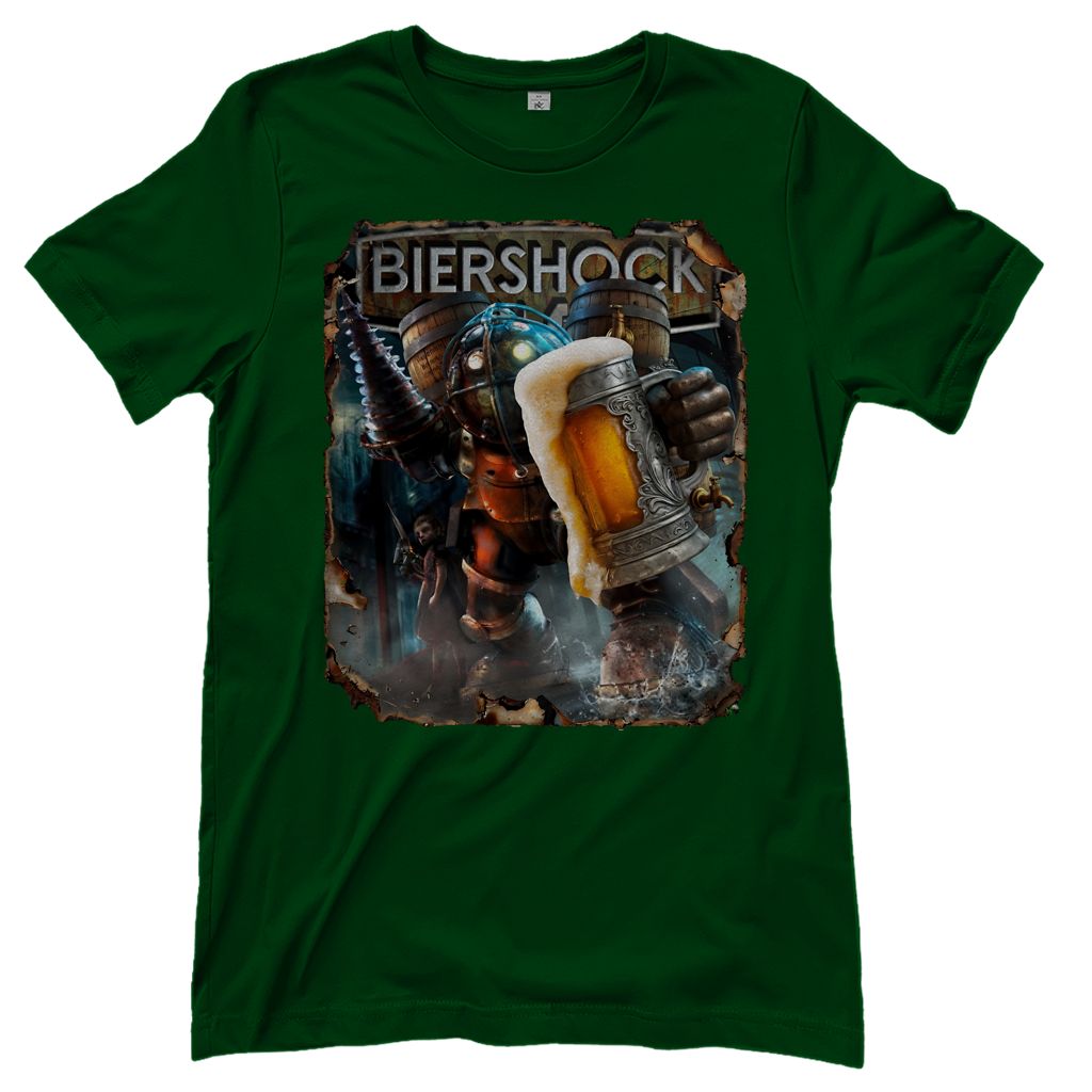 Biershock Bioshock Big Bier Daddy - Damen T-Shirt Bottle Green