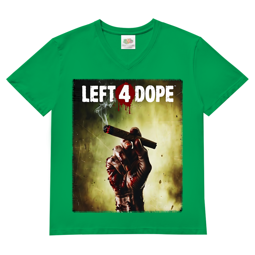 Left 4 Dope Left 4 Dead Zombie Joint Weed - Herren V-Neck T-Shirt Kelly Green