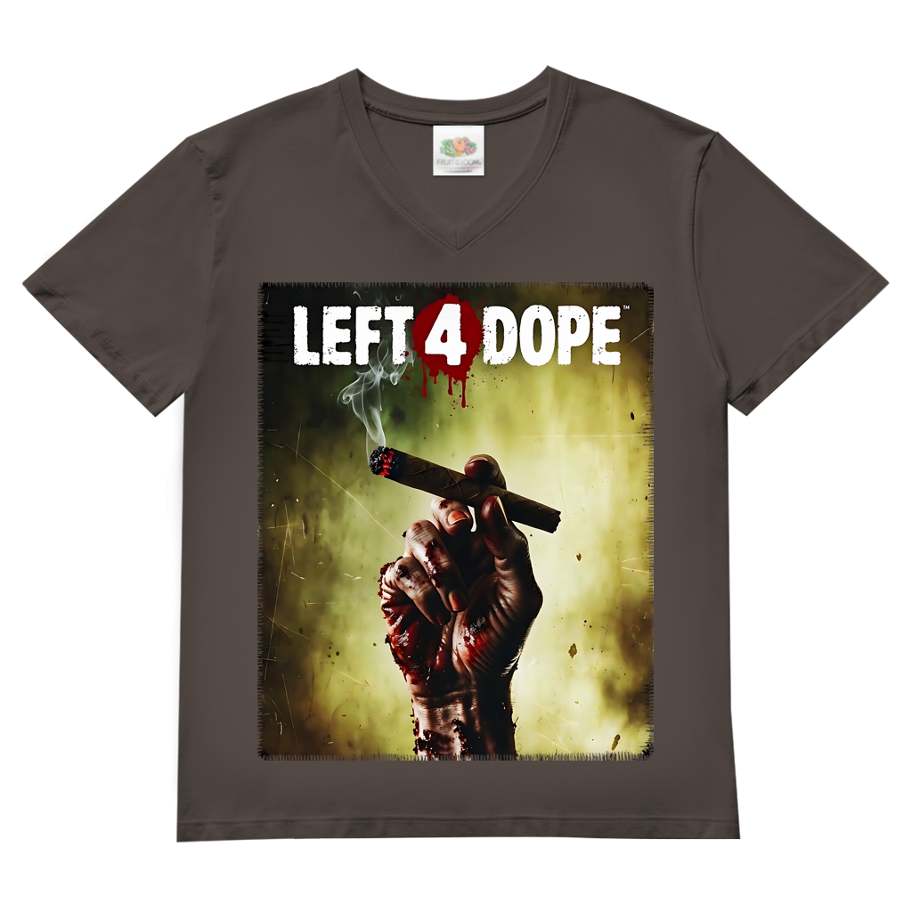 Left 4 Dope Left 4 Dead Zombie Joint Weed - Herren V-Neck T-Shirt Light Graphite Solid