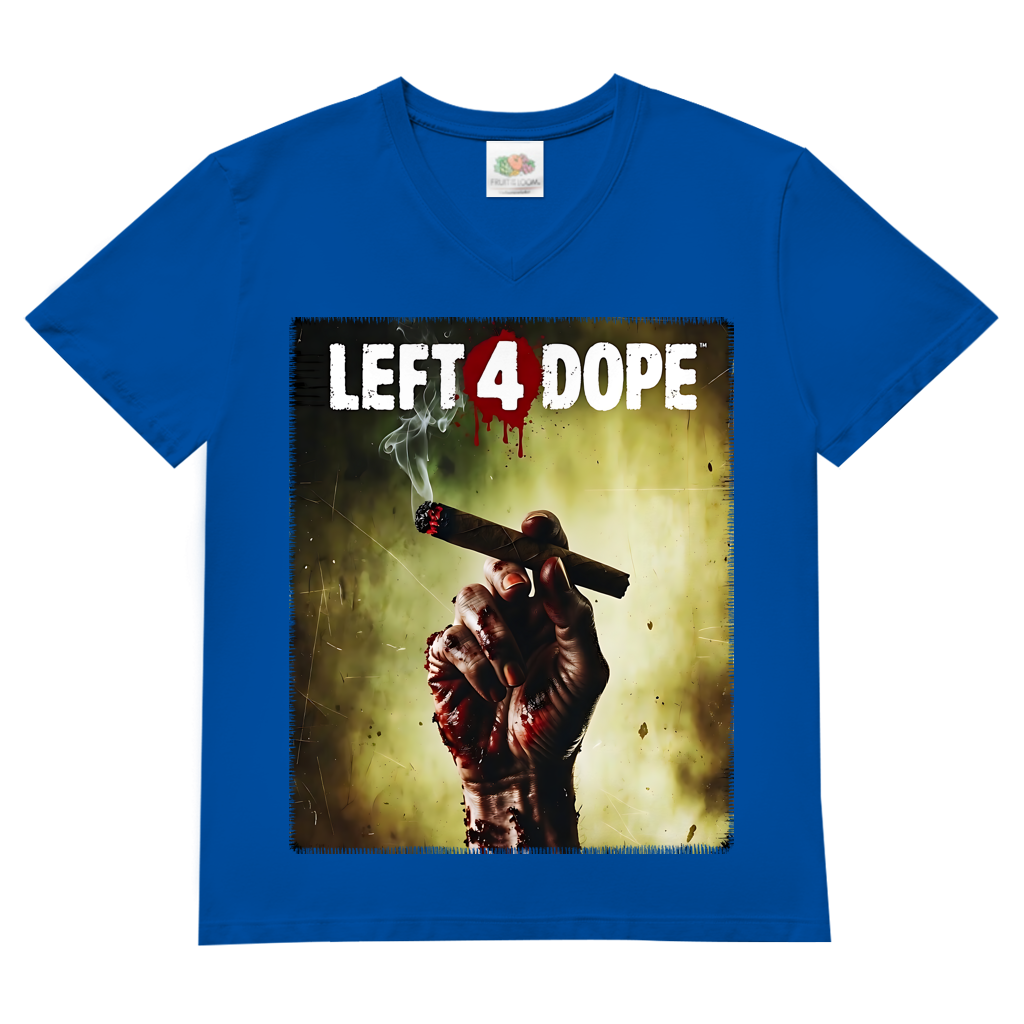 Left 4 Dope Left 4 Dead Zombie Joint Weed - Herren V-Neck T-Shirt Royal Blue