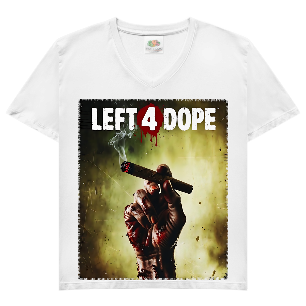 Left 4 Dope Left 4 Dead Zombie Joint Weed - Damen V-Neck T-Shirt White