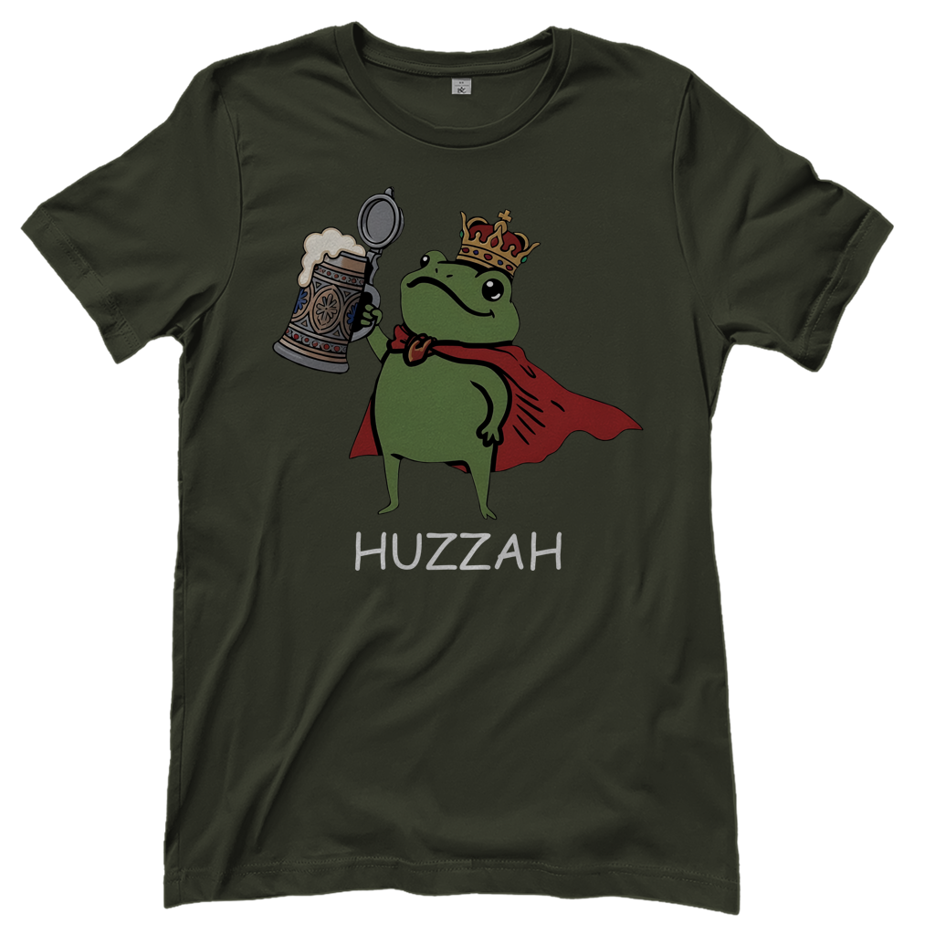 Froschkönig mit Bier HUZZAH - Damen T-Shirt Urban Khaki