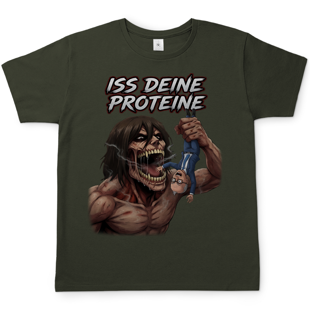 Iss deine Proteine Attack on Titan Merz - Herren T-Shirt Urban Khaki