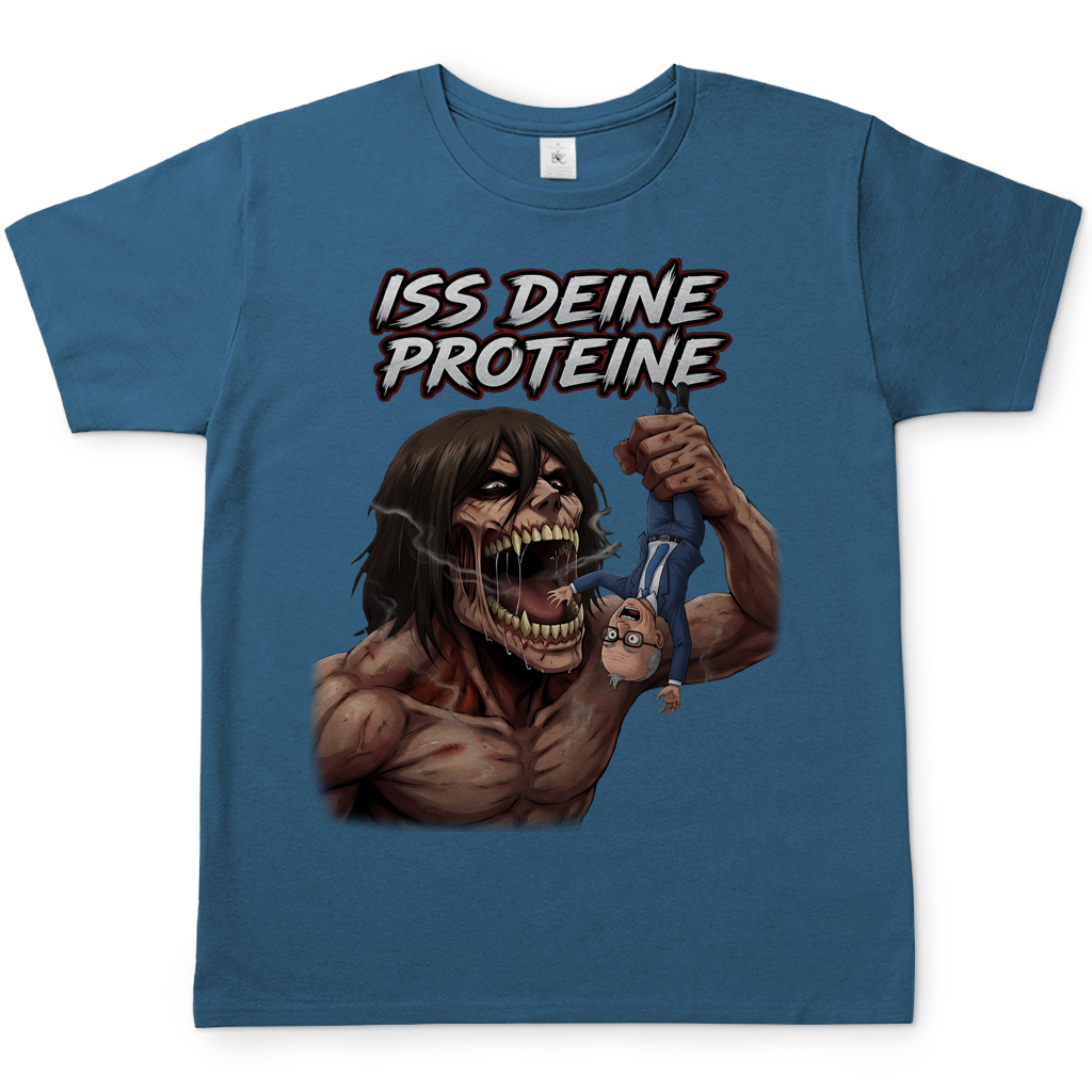 Iss deine Proteine Attack on Titan Merz - Herren T-Shirt Stone Blue