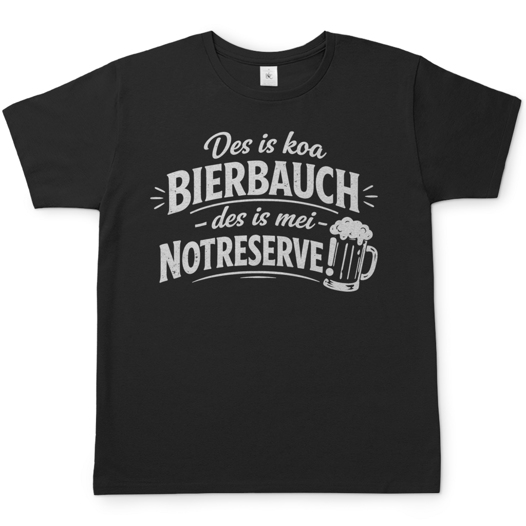 Des is koa Bierbauch des is mei Notreserve - Herren T-Shirt Black