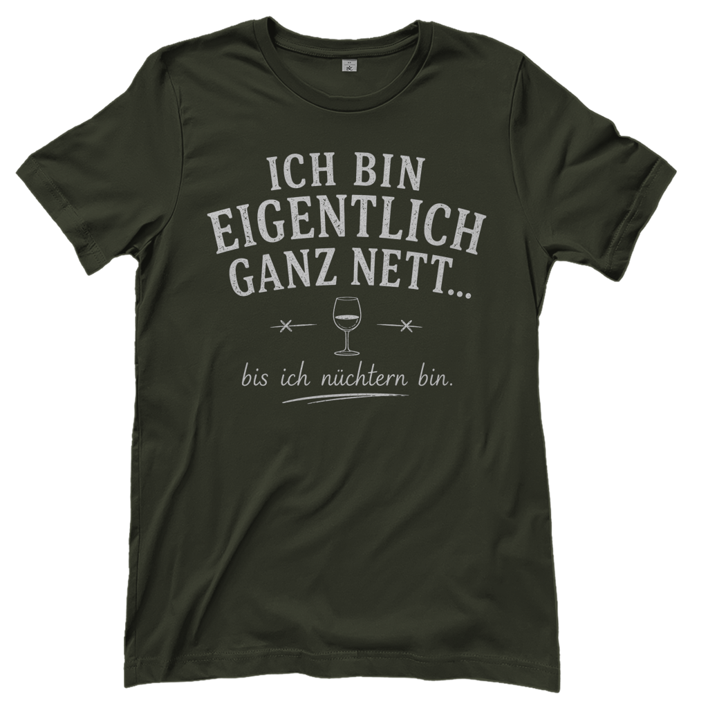 Ich bin eigentlich ganz nett bis ich nüchtern bin - Damen T-Shirt Urban Khaki