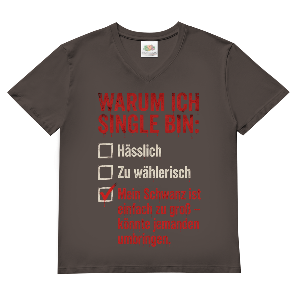 Warum ich Single bin mein Schwanz ist zu groß - Herren V-Neck T-Shirt Light Graphite Solid