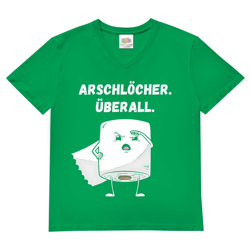 ARSCHLÖCHER. ÜBERALL. - Herren V-Neck T-Shirt Kelly Green