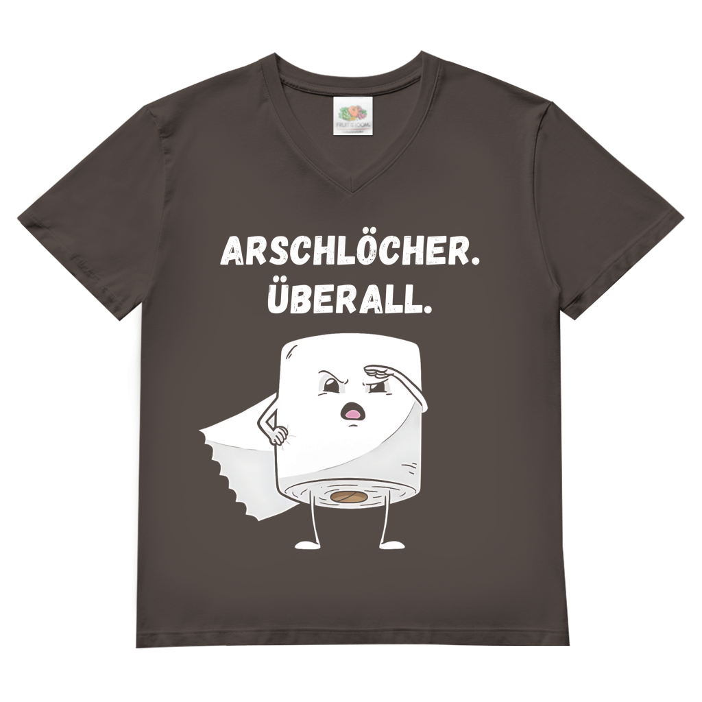 ARSCHLÖCHER. ÜBERALL. - Herren V-Neck T-Shirt Light Graphite Solid