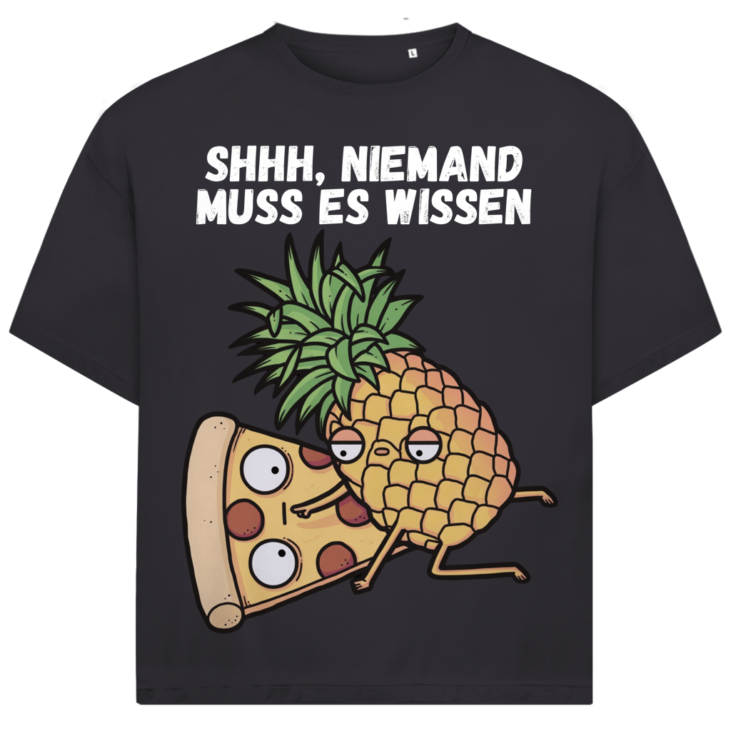 Pizza Hawaii Shhh niemand muss es wissen - Jack and Jones Oversize T-Shirt Asphalt
