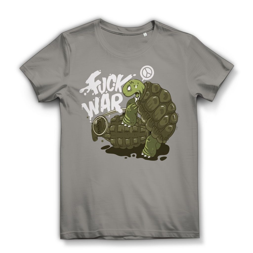 Fuck War Schildkröte Turtle - Damen Premium Bio T-Shirt Light Grey