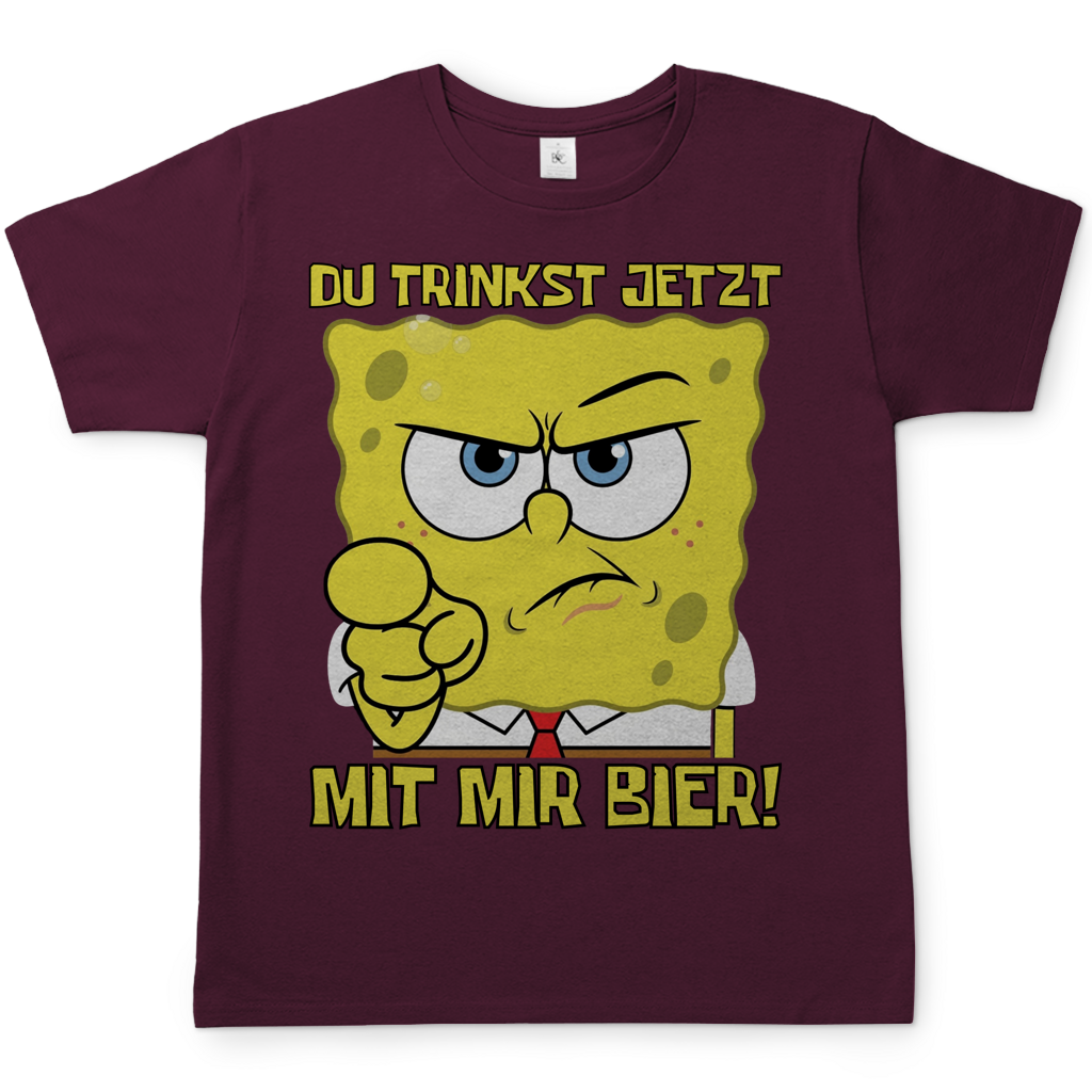 Du trinkst jetzt mit mir Bier - Herren T-Shirt Burgundy