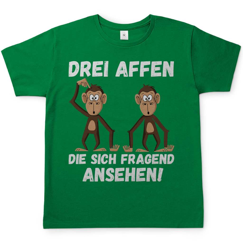 Drei Affen die sich fragend ansehen! - Herren T-Shirt Kelly Green
